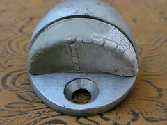 NEW & USED 6x Satin Stainless Dome Floor Door Stops, Baldwin(?) Lot #2 έ