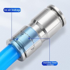 Pneumatic Push in Fitting Connector Elbow Tee Straight Air Line Stainless Steel