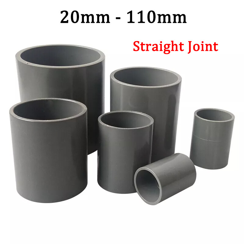 PVC Direct Pipe Fitting 20-110mm Straight Joint Water Pipe Socket Coupling Grey