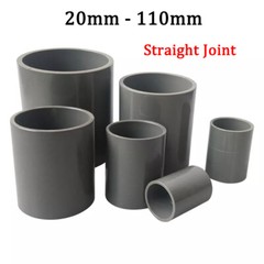PVC Direct Pipe Fitting 20-110mm Straight Joint Water Pipe Socket Coupling Grey