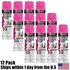 12PK Seymour 20-679 Inverted Pink Landscaping Construction Marking Paint 17 oz