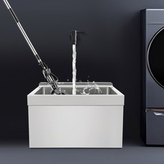 Mop Sink Stainless Steel Sink Commercial Wall-mounted Rectangular Sink w/ Drain