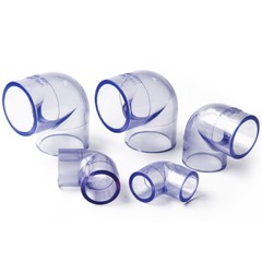 Clear UPVC 90°Elbow 20mm-110mm Solvent Weld Pressure Pipe Connector Aquarium DIY