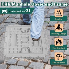 24×24 Inch Square Manhole Cover and Frame, Solid Septic Tank Cover, Recessed …