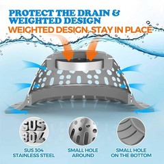 zaa Drain Hair Catcher – Bathtub Cover, Stopper for Silver Gray