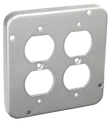 (5) *NEW* 4-11/16″ Square Electrical Box Cover 1/2″ Raised 2 Duplex Receptacles