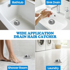 zaa Drain Hair Catcher – Bathtub Cover, Stopper for Silver Gray