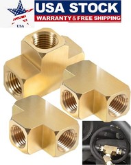 3 PCS 56101-04 Female Pipe Fitting Brass Bar Stock Tee1/4″ x 1/4″ x 1/4″ NPT