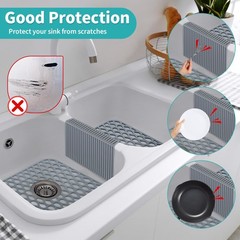 Dunkive 3 Pack Sink Mat and Saddle Set, 13.4 x 11.5 Inch Protectors Gray