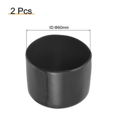 2pcs Rubber End Caps 60mm ID Round Tube Bolt Cap Screw Protectors Dark Gray