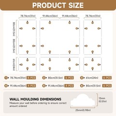 Inmozata Peel And Stick Wall Molding Kit 6-Frame 3D Pre-Cut Accent Molding Trim