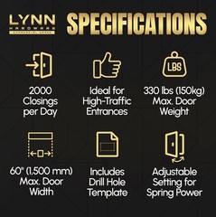 LYNN HARDWARE Heavy Duty Commercial Door Closer, DC8016 Automatic BLACK