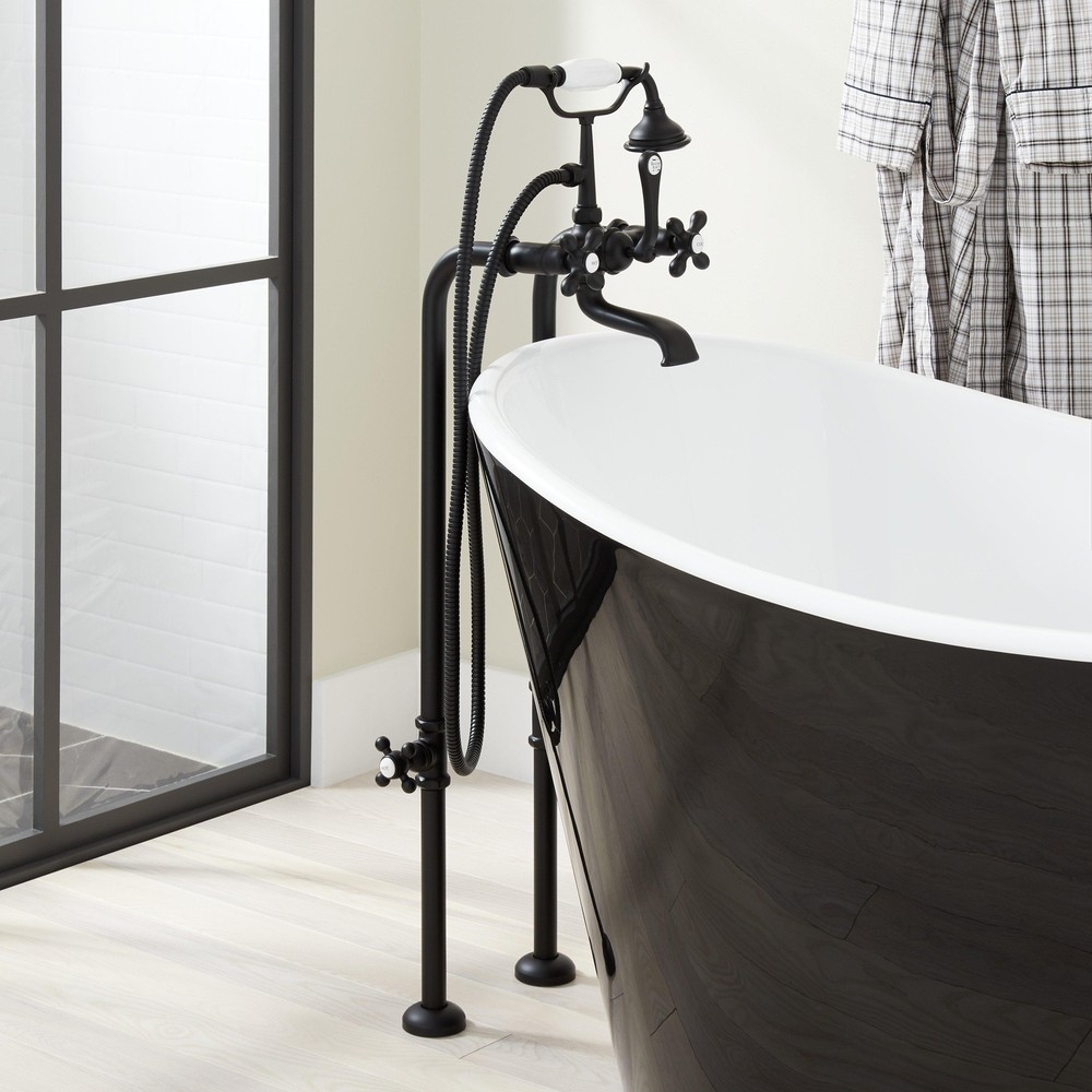 Signature Hardware NB-116MB-U Freestanding Tub Supply Lines with Shutoff Valves