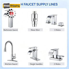 OBQSNS 12 Inch Faucet Supply Lines, 3/8 OD Comp (Male) x 12 Inch, Silver