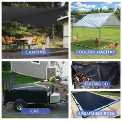20 Mil Black Waterproof Tarp 6.5×7ft Heavy Duty Canvas Cover for Outdoor Al