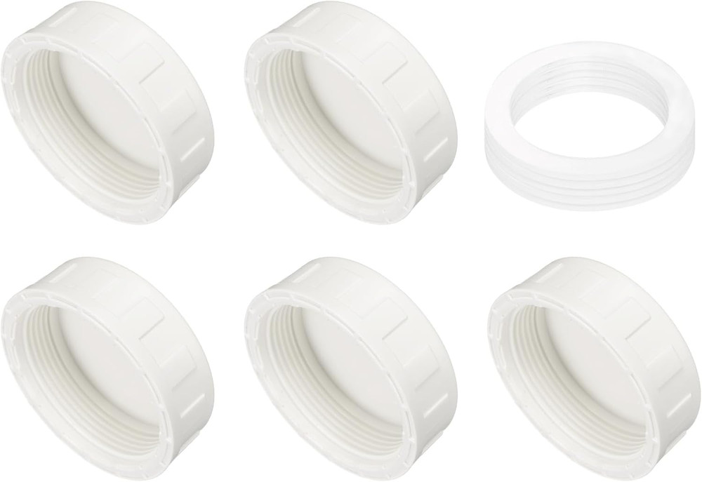 5Pcs 2 Inch PT Female Thread PVC Pipe Fitting Cap, Cleanout Water Drain End Caps