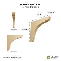 Ekena Millwork Bktw01X12X12Olro Extra Large Olympic Wood Wood Brackets 1 3/4W X