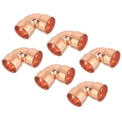 6 Pcs 0.63 Inch 90 Degree Copper Pipe Fitting with Sweat Solder, 1.14×1.14inch