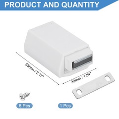 1 Pcs Magnetic Push Latches for Cabinet, 2.17×1.54 Inch Push to Open Latch White