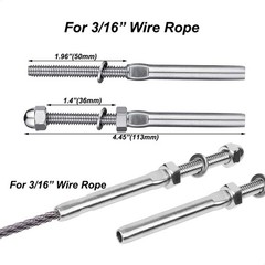 Lulultn 3/16 T316 Stainless Steel Cable Railing Hardware, 3/16″ 50pcs, 50