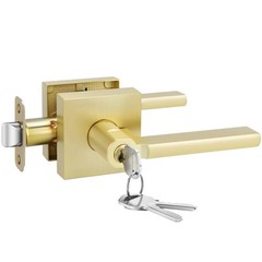 Goldenwarm Entry Door Handle with Lock and Key, Zinc Alloy Heavy Duty Brushed…