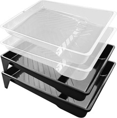 Great Andrew 4 Pack Paint Tray Liners 9 4 Pack, 9 Inch, Black, Transparent