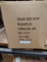 Ceramic Fiber Rope – 1.5 inch – (Round Braided) – 2300°F – 75 feet FULL ROLL