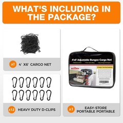 Cargo Net for Pickup Truck Bed 4’x6′ (Stretches to 8’x12′) – Bungee Mesh with…