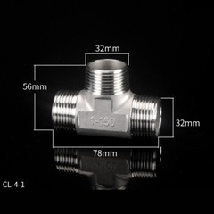 304 Stainless Steel Pipe Fitting Thread T-type 3 Way Fitting Connector 1/8″ – 2″