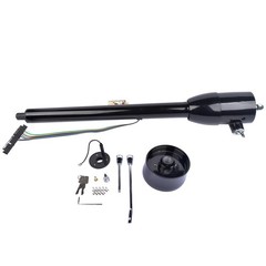 30″ Manual Floor Shift Tilt Steering Column with Key & 9 Bolt Adapter Black