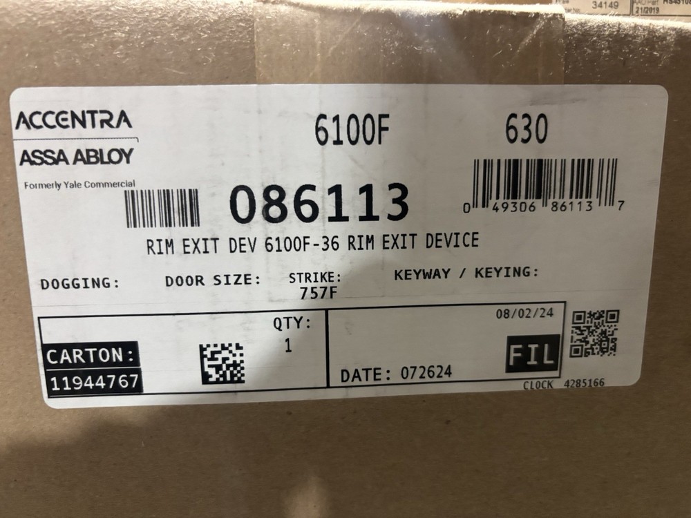 Accentra (Formerly Yale) 6100F Fire-Rated Rim Exit Device