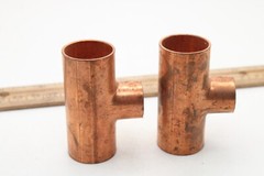 (2) 3/4″ x 3/4″ x 1/2″ Sweat Copper Tee Fitting 2 Pack