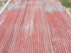 (30 sq.ft.) 5 pcs 3′ x 2′ RECLAIMED CORRUGATED BARN ROOFING TIN RED