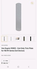 Von Duprin 990EO Exit Only Trim Plate for 98/99 Series, US26D Satin Chrome