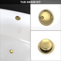 All Metal Tip-Toe Bathtub Drain Kit with Two-Hole Overflow Brushed Gold