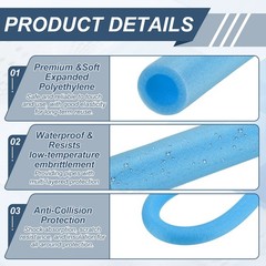 4pcs 1-1/4″ ID 3.3FT Pipe Insulation Foam Tube 2.05″ OD Tubing Cover Blue