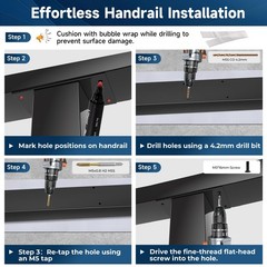 Gyykzz 8Ft Stainless Steel T304 Black Handrail Black Rectangular Cuttable