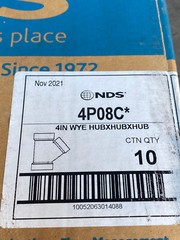 NDS 4P08C Polyvinyl Chloride 45-Degree Wye Tubing 4 x 4 Hub in. Box Off 10 New