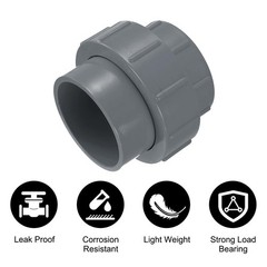 uxcell 3″ Union PVC Coupling Pipe Fitting (Socket x Socket) 3 Inch, Gray