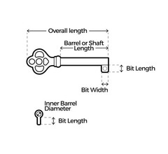 Brass Plated Skeleton Key for Cabinet, Grandfather Clock Doors, Dresser Drawe…
