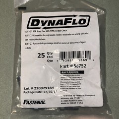 DynaFlo® 1/8″-27 Straight Steel Yellow Zinc Grease fitting w/Ball Check QTY 25