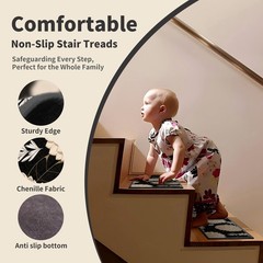 Non-Slip Carpet Stair Treads 7PCS, 8″x30″ Peel and Stick Stair Runner for Wooden