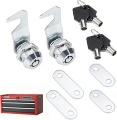 Silver Tool Box Locks with Keys for Craftsman, 5/8″ Cam Lock Replacement, 2 Sets