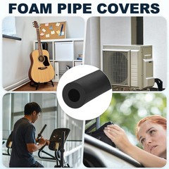 Pipe Insulation Foam Tube, 60mm ID 30mm Thick 6.6Ft Pipe Cover Wrap Roll [Black]