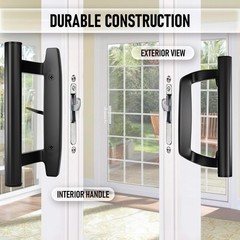 Sliding Glass Door Handle Replacement Kit, 3‑15/16″ Screw Spacing, All- Al