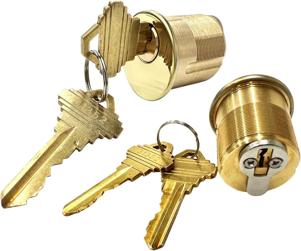 2X Mortise Lock SC1 Cylinders Adams Rite KD Type 4Key For Store Front Door Brass