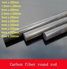 Black Carbon Fiber Solid Rod Round Bar Shaft 1mm-8mm Plastic Rod For RC Airplane