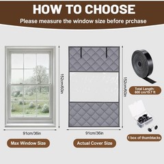 Visible Window Insulation Kit for Winter, 3 Layer 36” x 60” Oxford Cloth Ther…