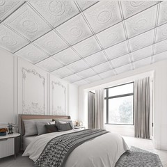 Art3d PVC 3D Ceiling Tiles, Wall Panels, 12-pack, 24″X24″, Snow Flower Design