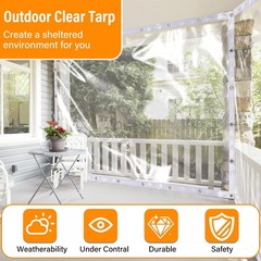 Clear Heavy Duty Tarp,Clear Vinyl Tarp with Grommets 8x12FT,24Mil Thick Water…